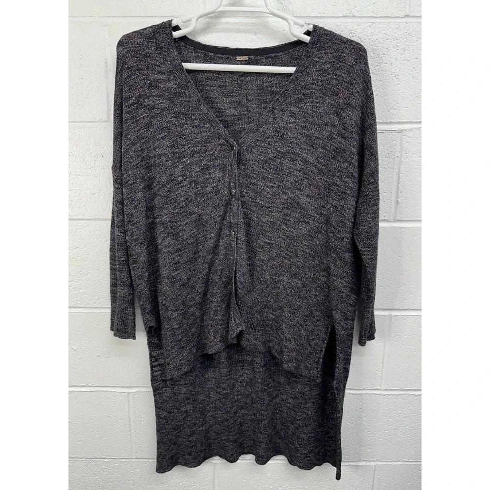 Free People TGIF Cardigan Gray Bohemian High-Low / Women's Large